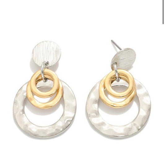 Mixing Metals Drop Earrings