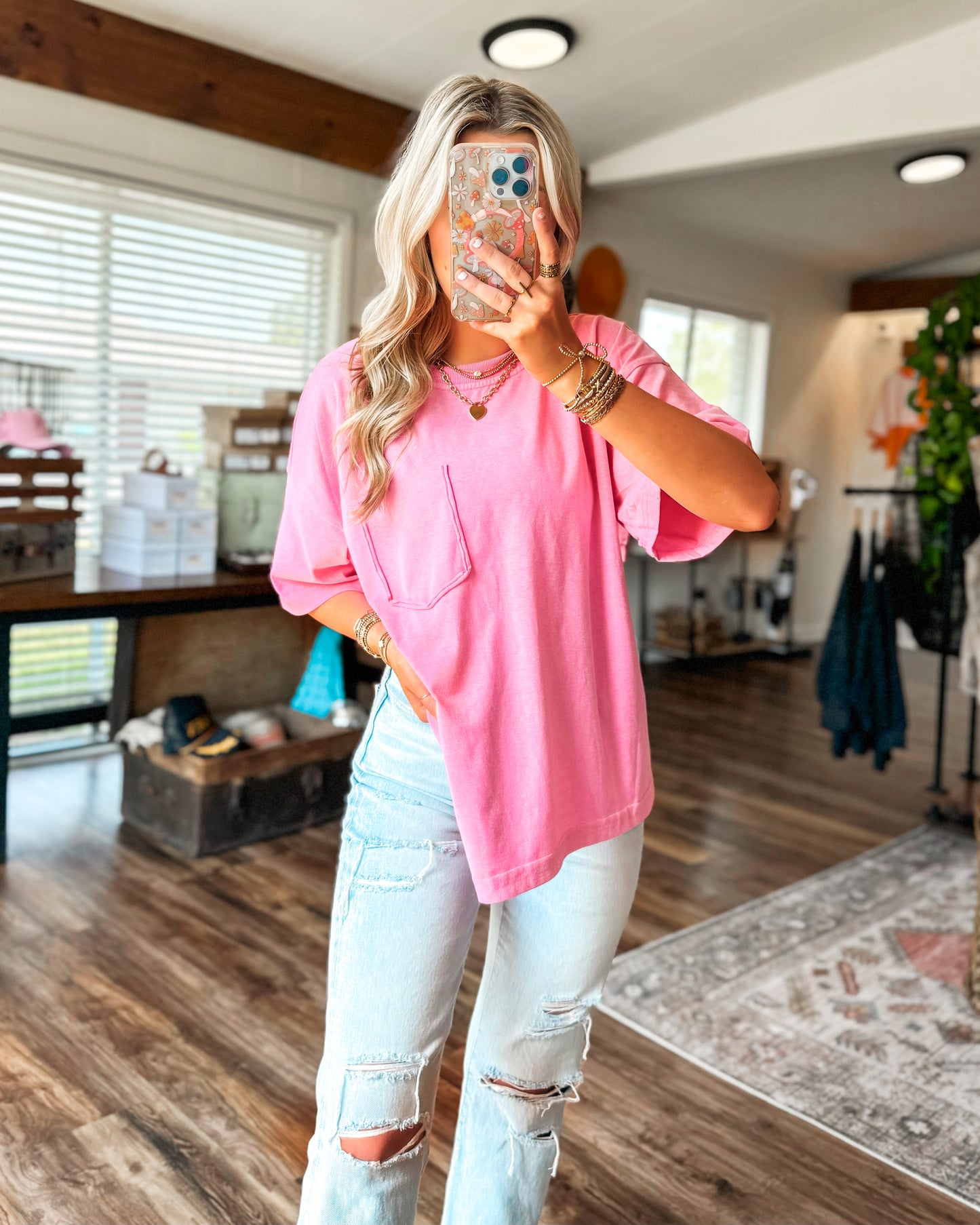 Girls Day Out Washed Tee (Fuschia)