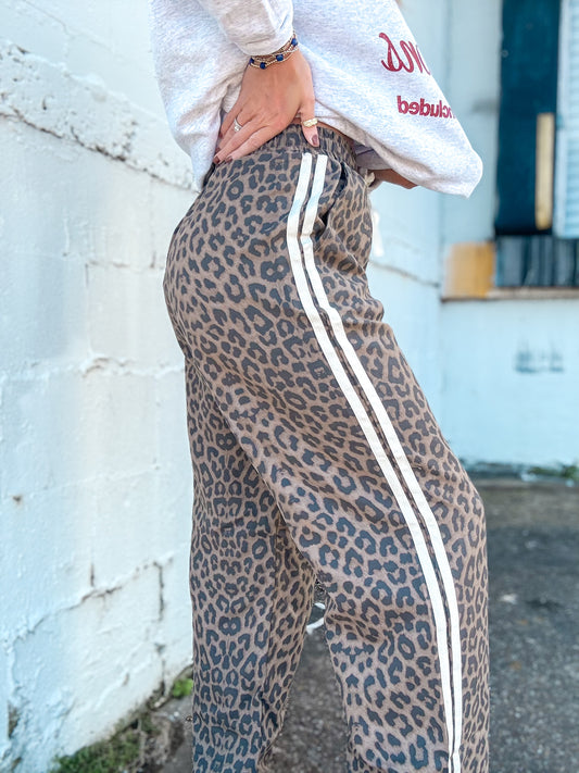 Leopard Print Twill Pants