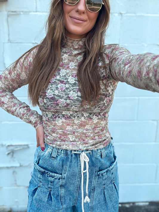Floral Mesh Lace Top