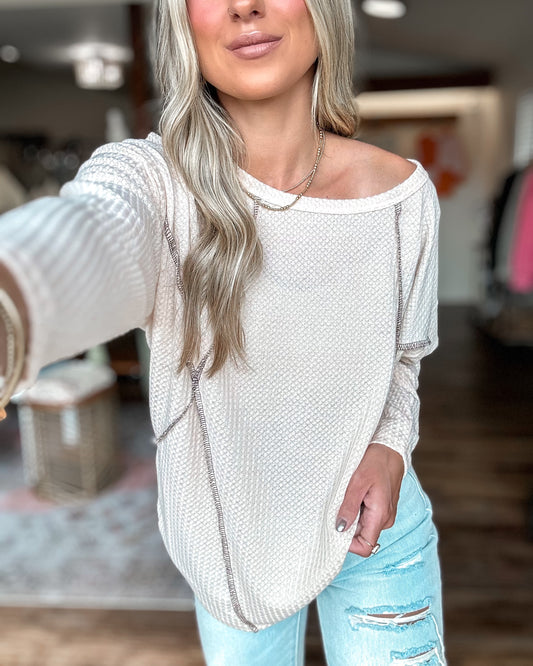 Step Into Fall Waffle Knit Top