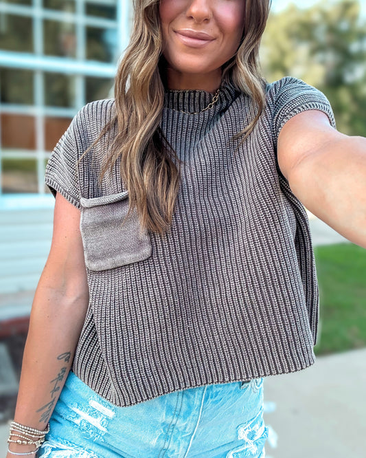 The Driftwood Mock Neck Crop Sweater