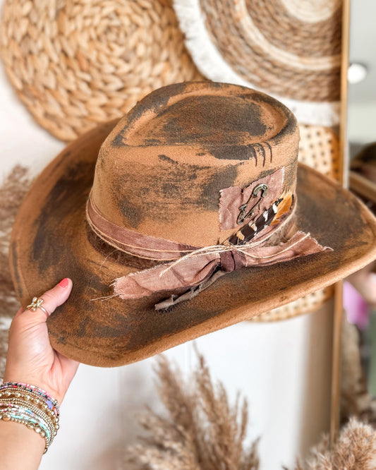 Whiskey Rose Distressed Hat
