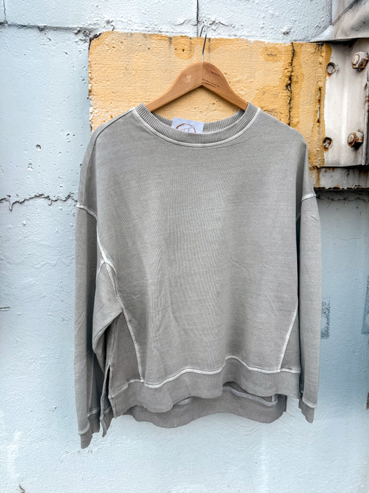 French Terry Pigment Dye Pullover (Ash Mocha)