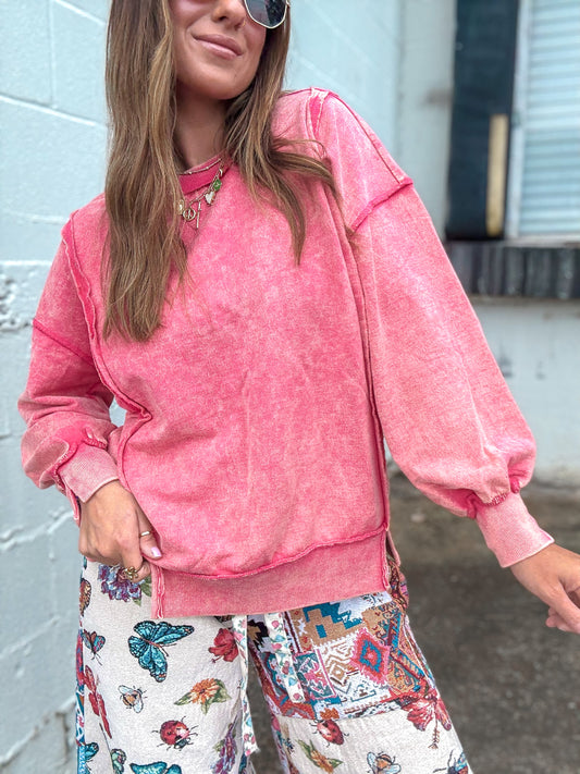 Magenta Muse Exposed Seam Pullover