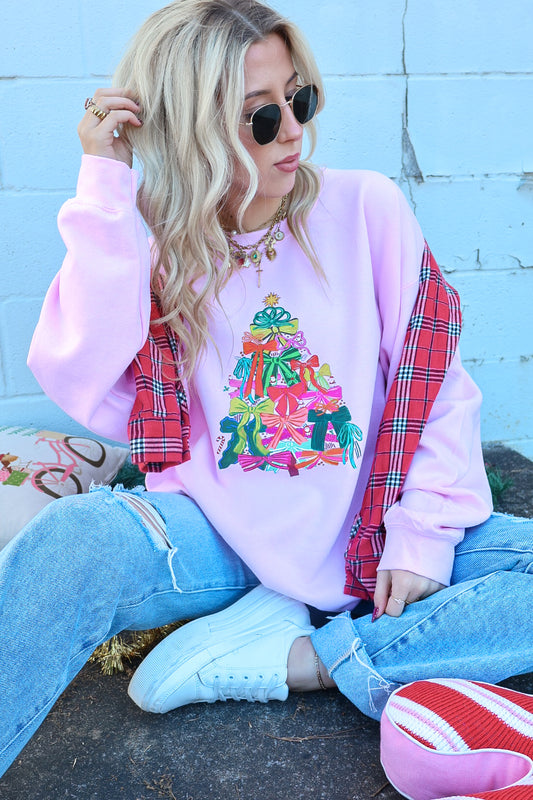 Blush Bow Tree Sweatshirt (Pre-Order)