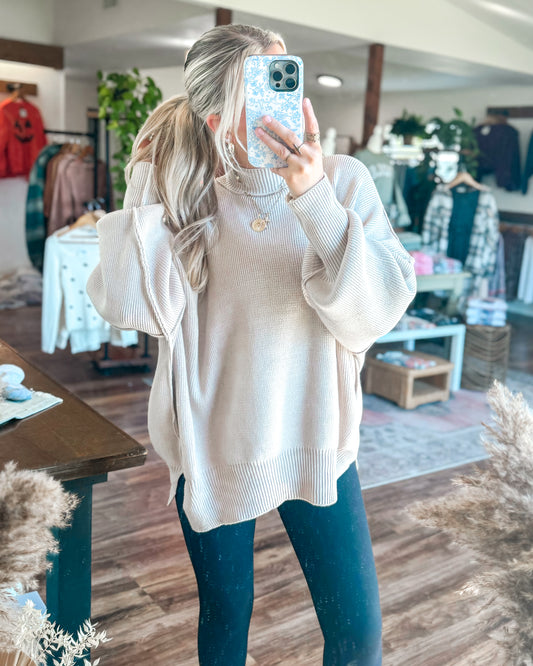 Spare My Heart Oversized Sweater  (Sand Beige)