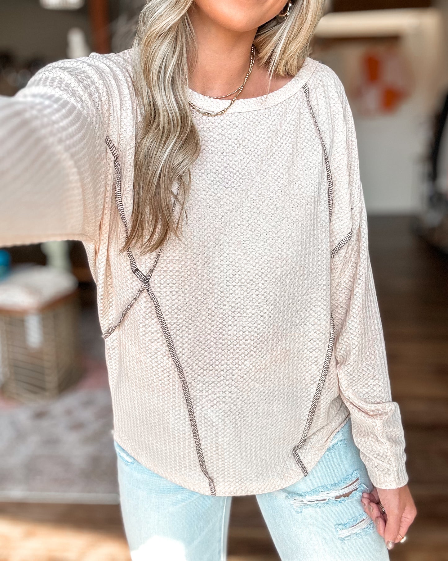 Step Into Fall Waffle Knit Top