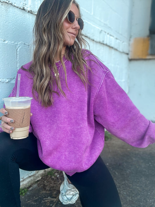 Weekend Wash Oversized Pullover (Plum)