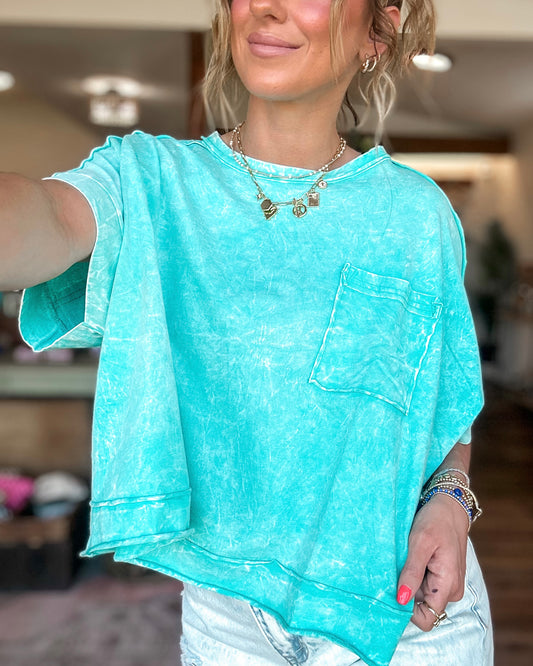 Halo Snow Oversized Box Tee (Turquoise)