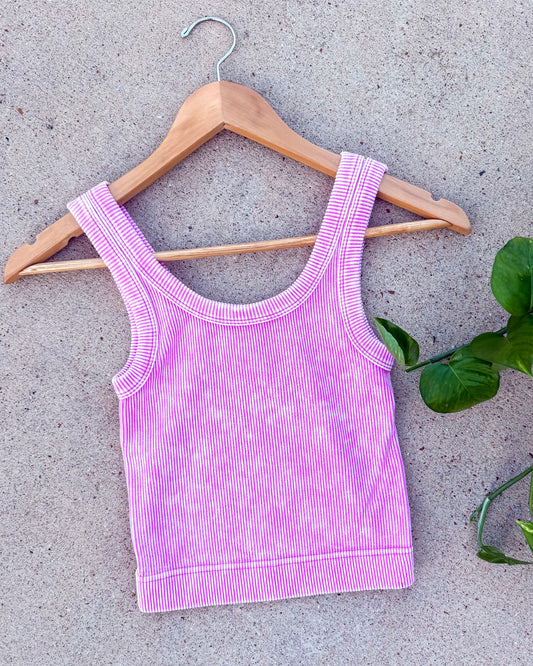 Faded & Fitted Seamless Tank Top (Bright Mauve)