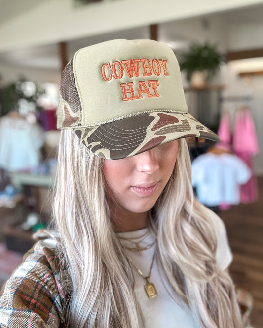 Cowboy Trucker Hat (Camo/Olive)