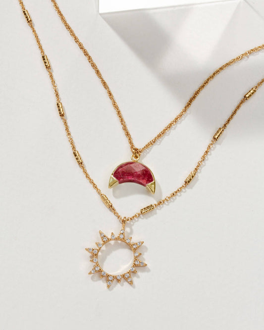 Live by the Sun, Love by the Moon Necklace Set- Ruby