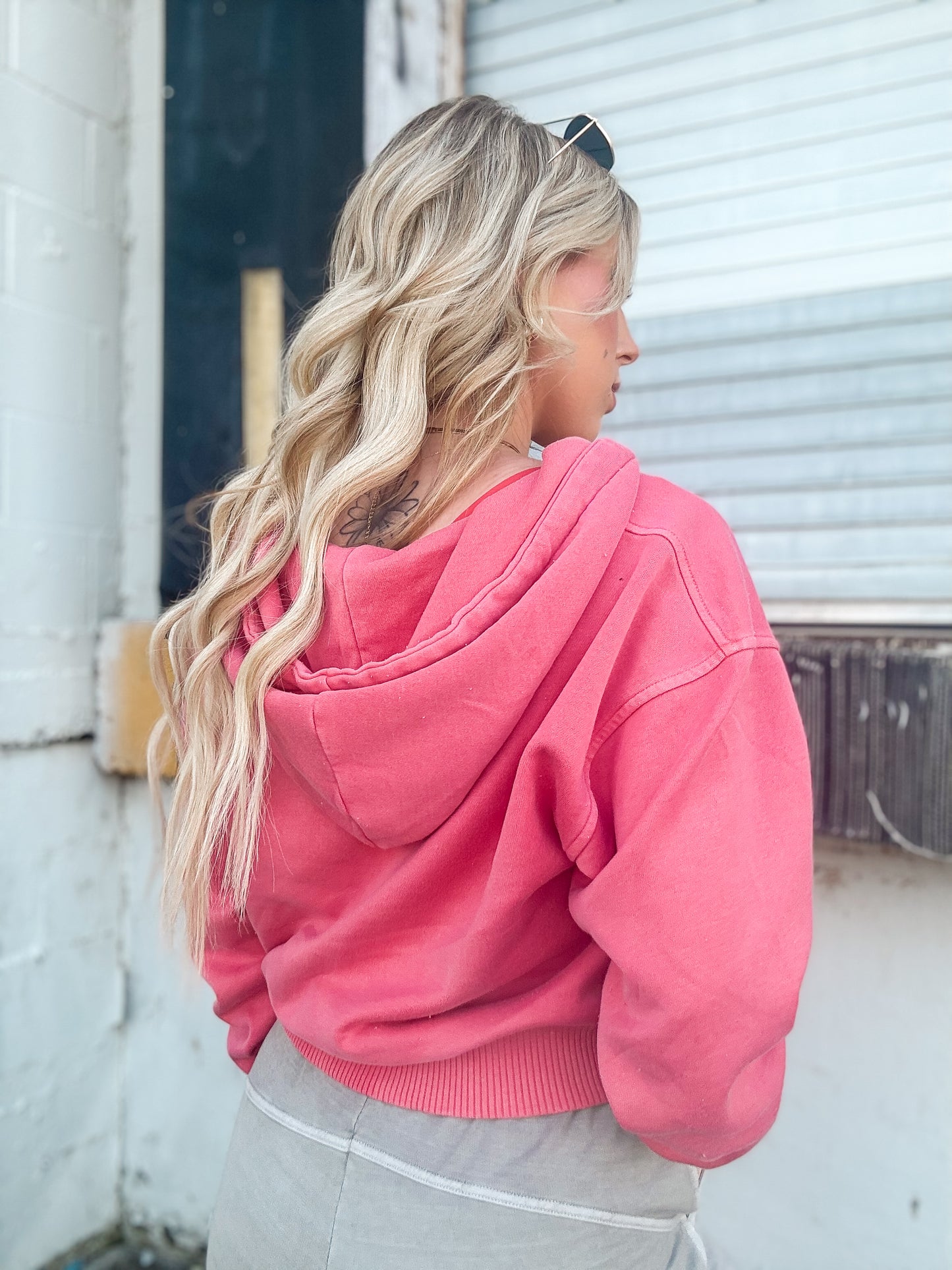 Pigment Dyed Fleece Half Zip (Red)