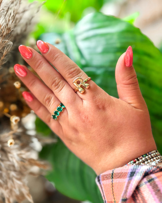 Gold Tone Initial Ring (PRE-ORDER)