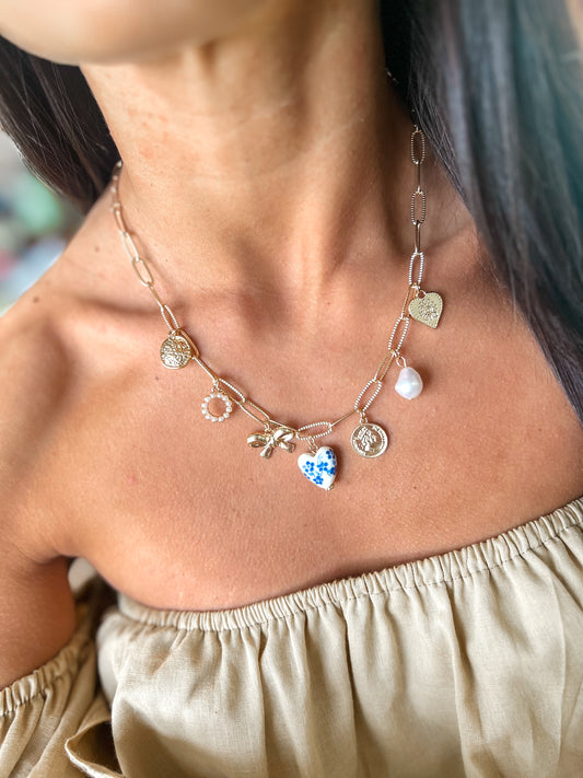 Blue Willow Charm Necklace