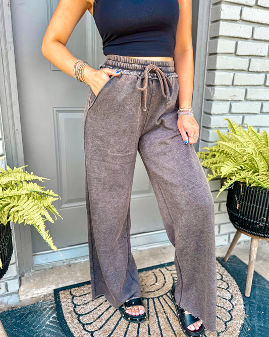 Cloud Wash Palazzo Pants (Ash Black)