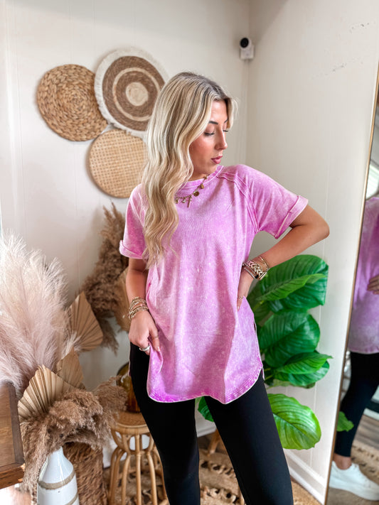 Easy Edge Side Slit Tee (Mauve)