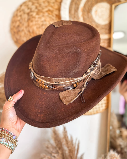 Whiskey Trail Distressed Fedora Hat