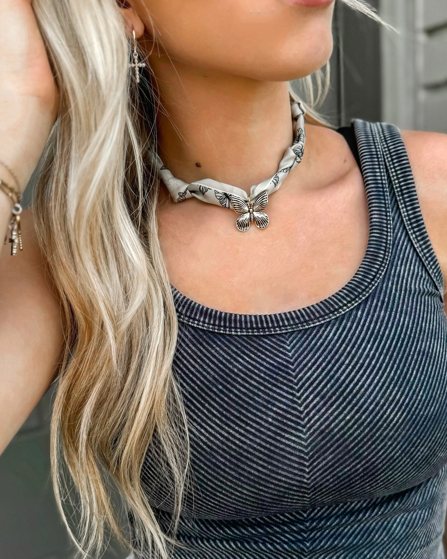 Butterfly Satin Scarf Necklace