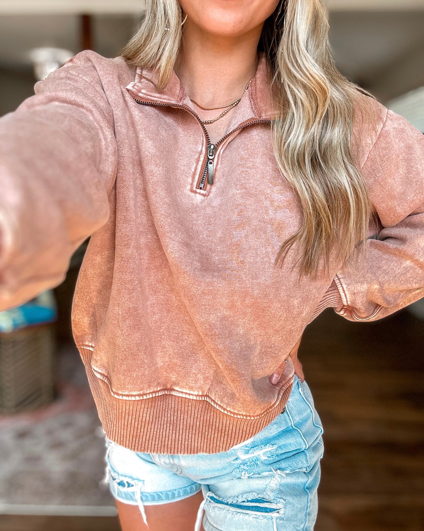 Around Town Quarter Zip Pullover (Rust)