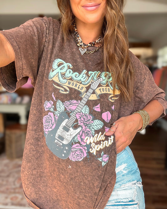 Edgy Burgundy Rock & Roll Tee