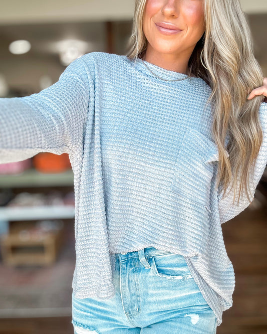 Toasty Times Drop Shoulder Sweater (Lt Grey)