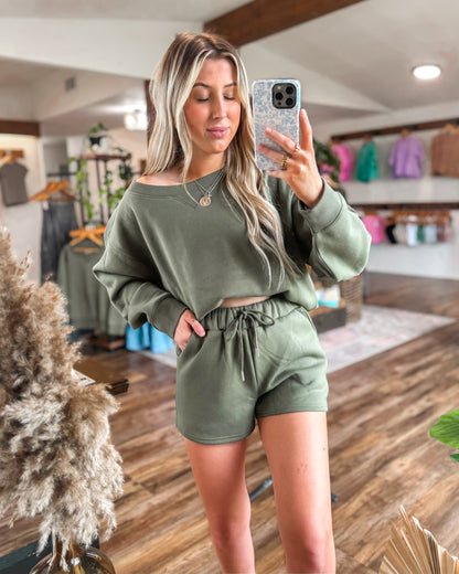 Day In The Life Sweatshirt Set (Olive)