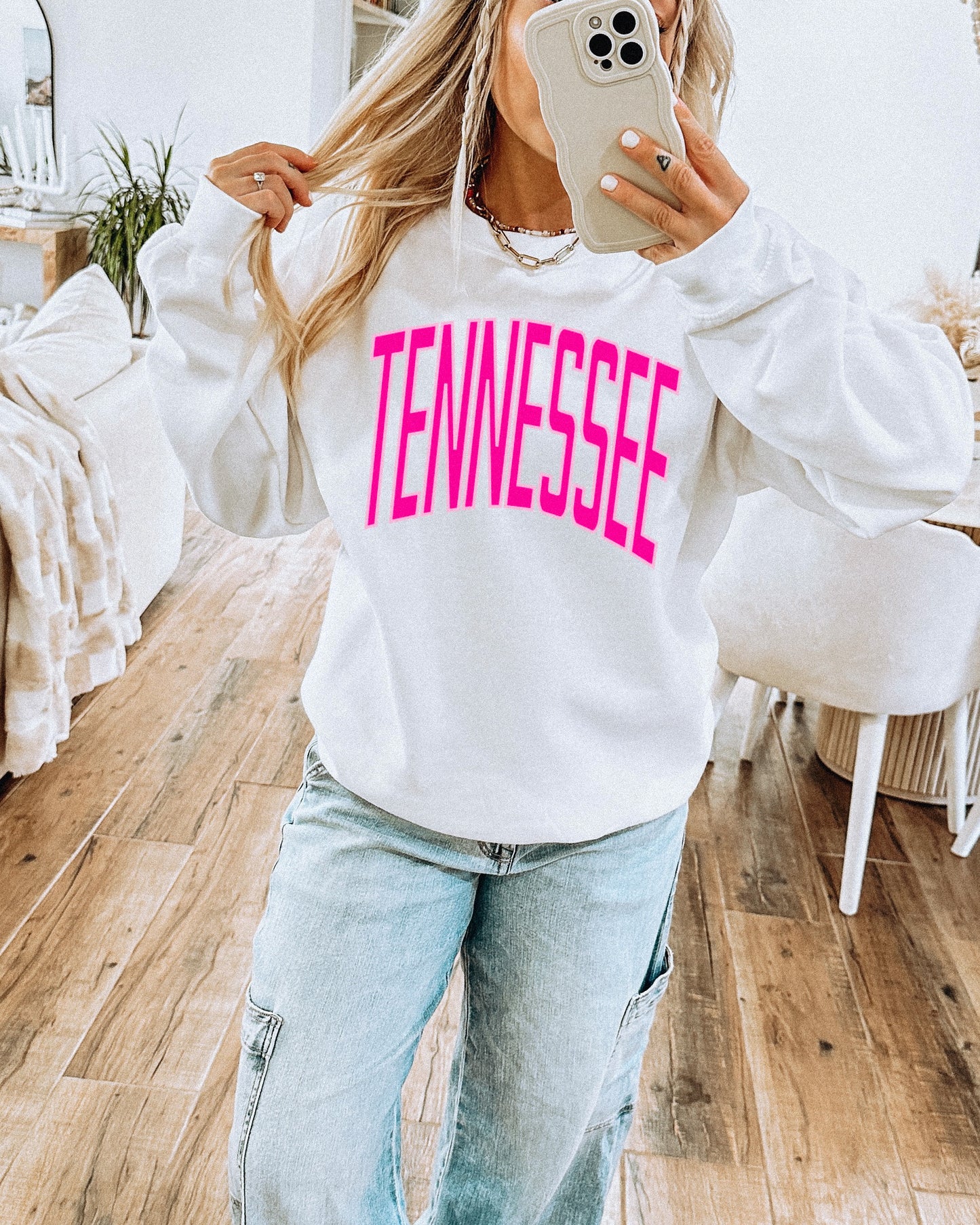 Hot Pink Arched Tennessee Sweatshirt (PRE-ORDER)