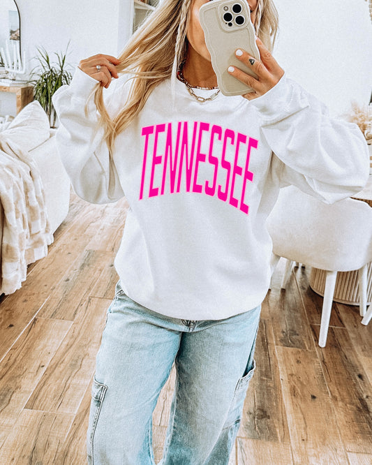 Hot Pink Arched Tennessee Sweatshirt (PRE-ORDER)