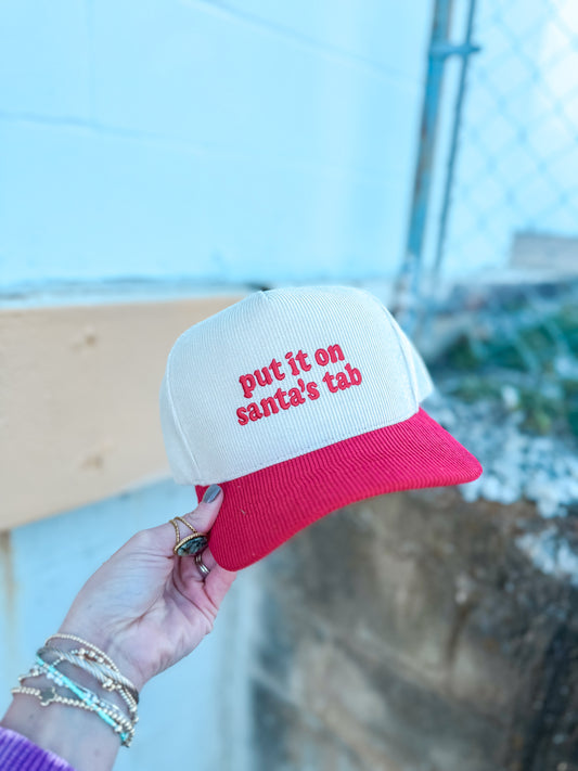 Red Corduroy Santa's Tab