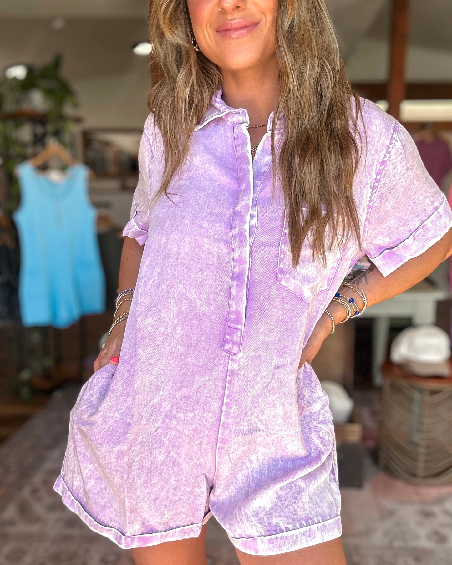 Lavender Flirt Mineral Wash Romper