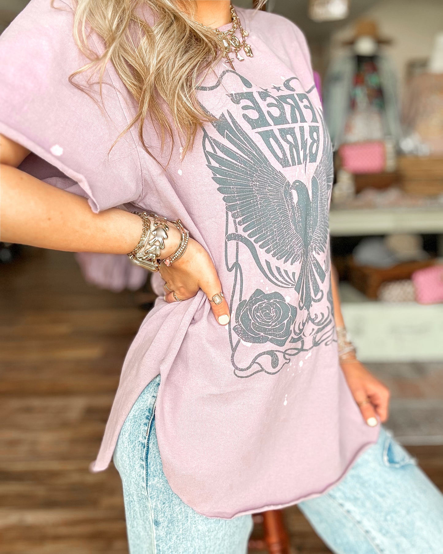 Lavender Splatter Free Spirit Tee