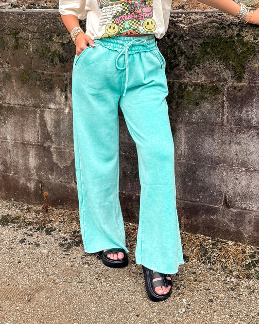 Cloud Wash Palazzo Pants (TURQUOISE)