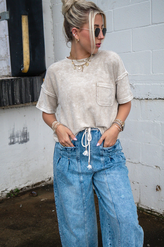 Easy Pocket Washed Tee (Khaki)
