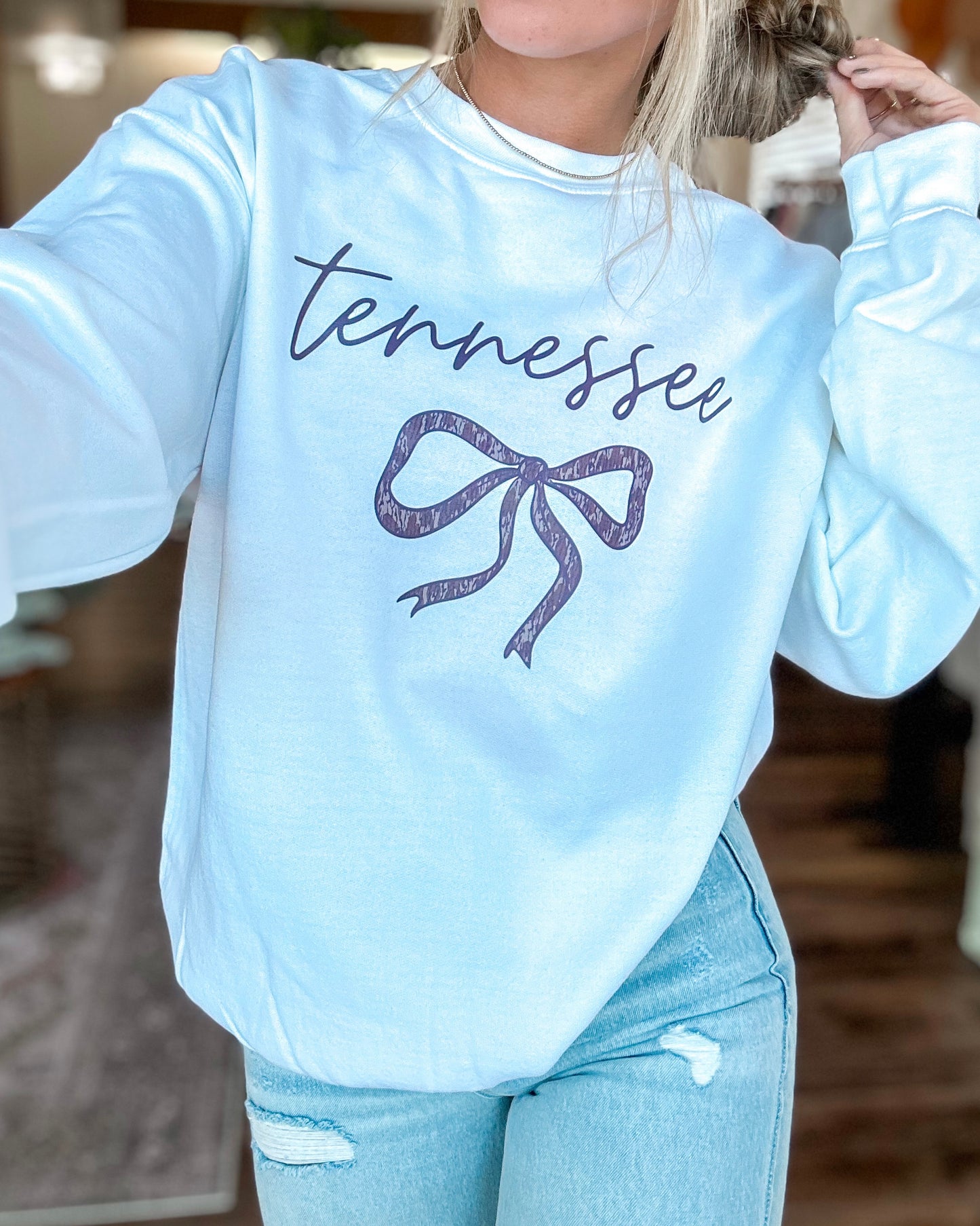 White Tennessee Camo Bow Sweatshirt