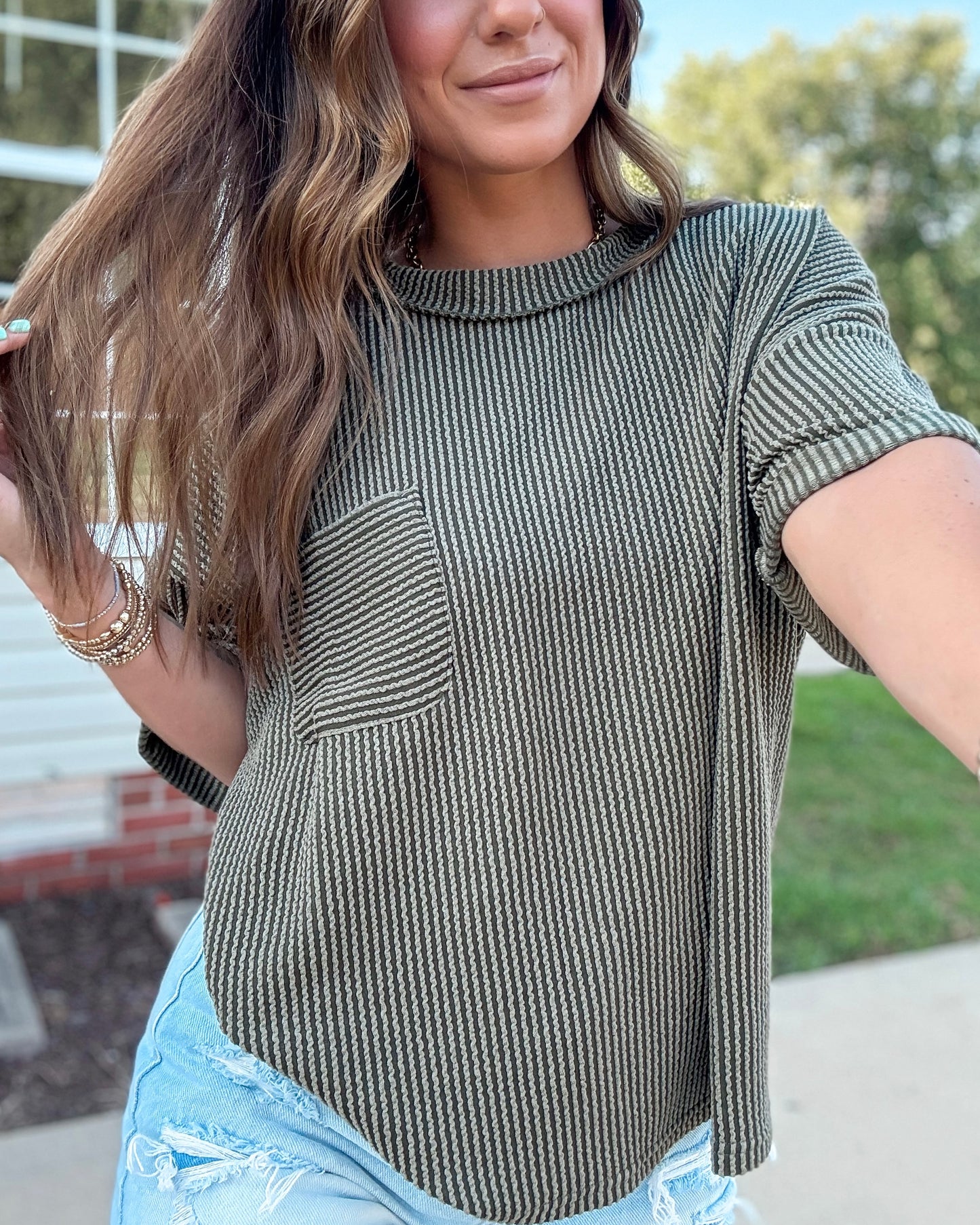 The Cozy Cord Tee (Olive)