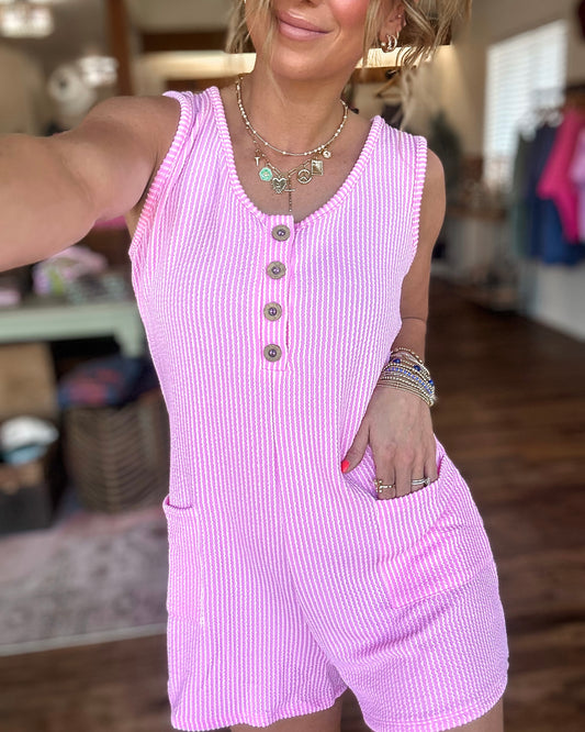 Summer Breeze Corded Romper (Pink)