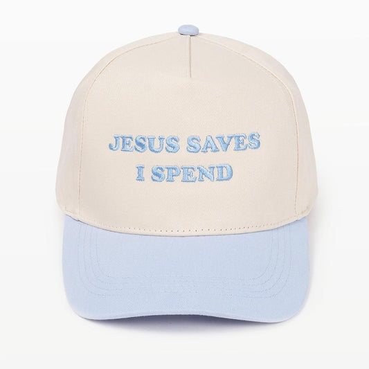 Jesus Saves I Spend Hat (Blue)