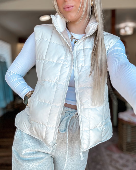 In The Mix Padded Puffer Vest (Cream)