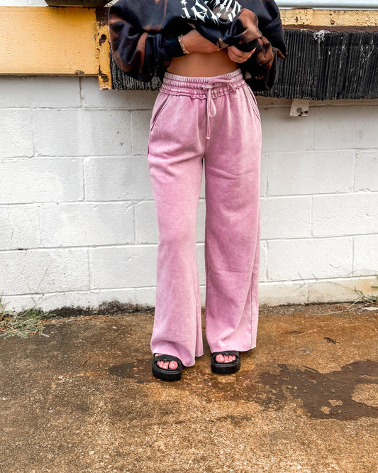 Cloud Wash Palazzo Pants (Rose)