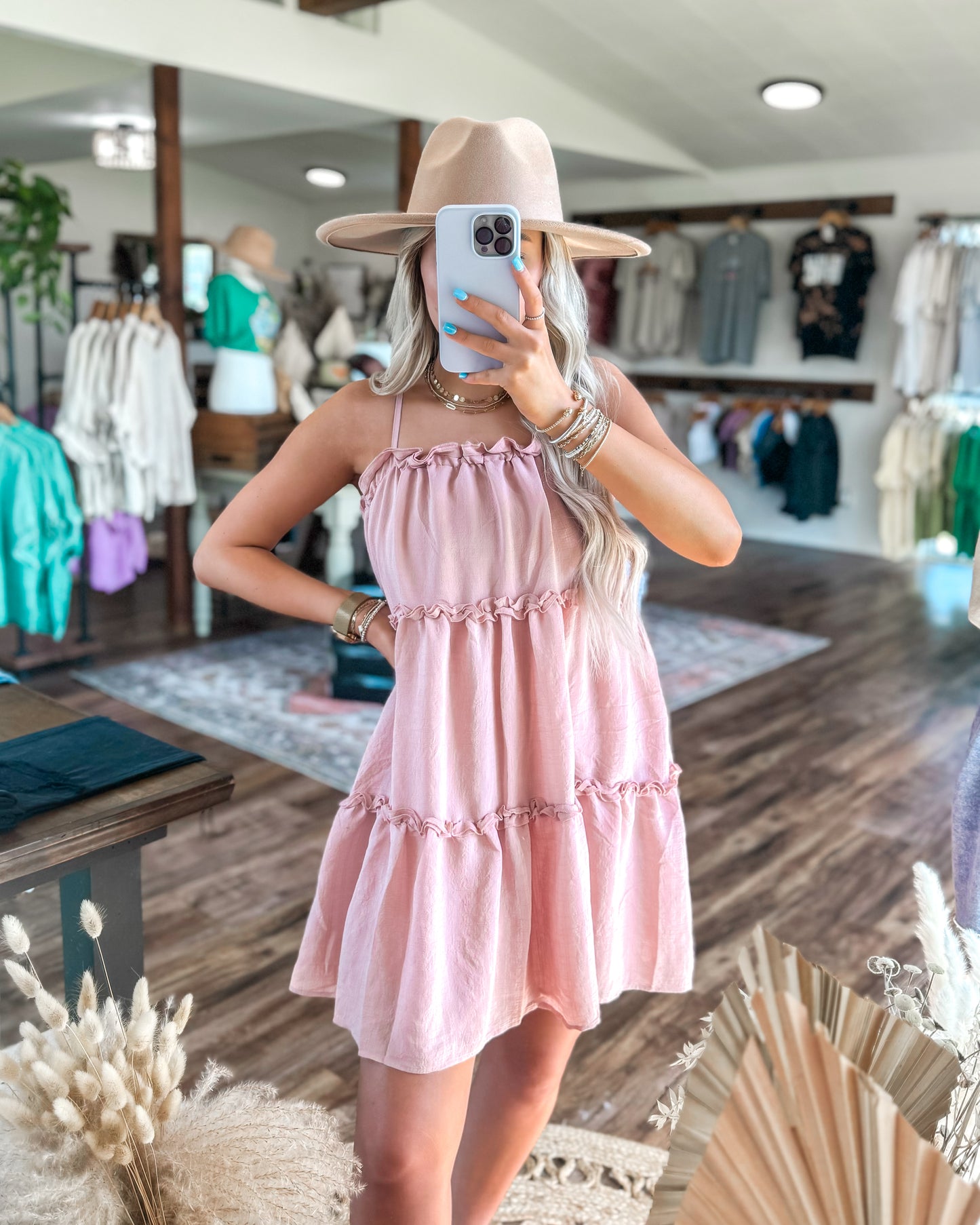 Dusty Pink Ruffle Mini Dress