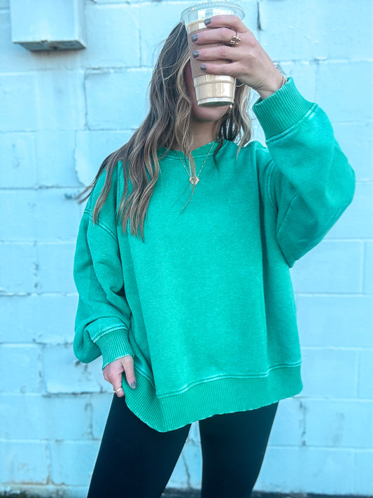 Weekend Wash Oversized Pullover (K Green)