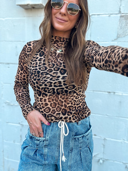 Leopard Mesh Top