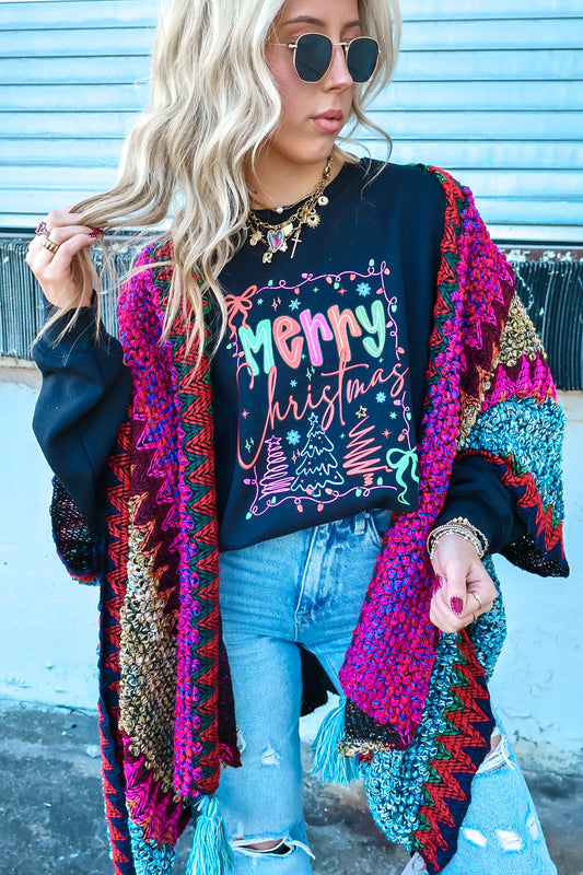 Black Merry Christmas Doodle Sweatshirt (Pre-Order)