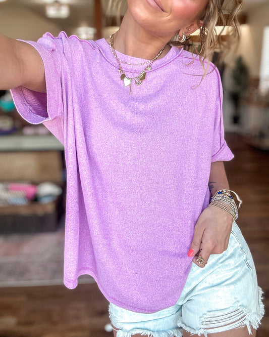 Hi-Low Melange Tee (Mauve)