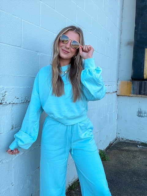 Skies Are Blue Drop Shoulder Set