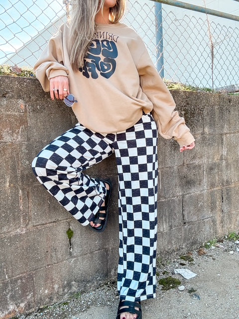 Checkered Wide Leg Bottoms
