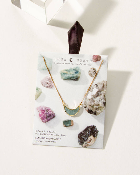 14Kt Sterling Silver Eclipse Necklace - Aquamarine