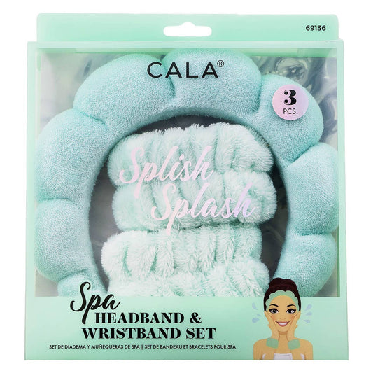 CALA Spa Bubble Puffy Headband and Wristband Set: Mint